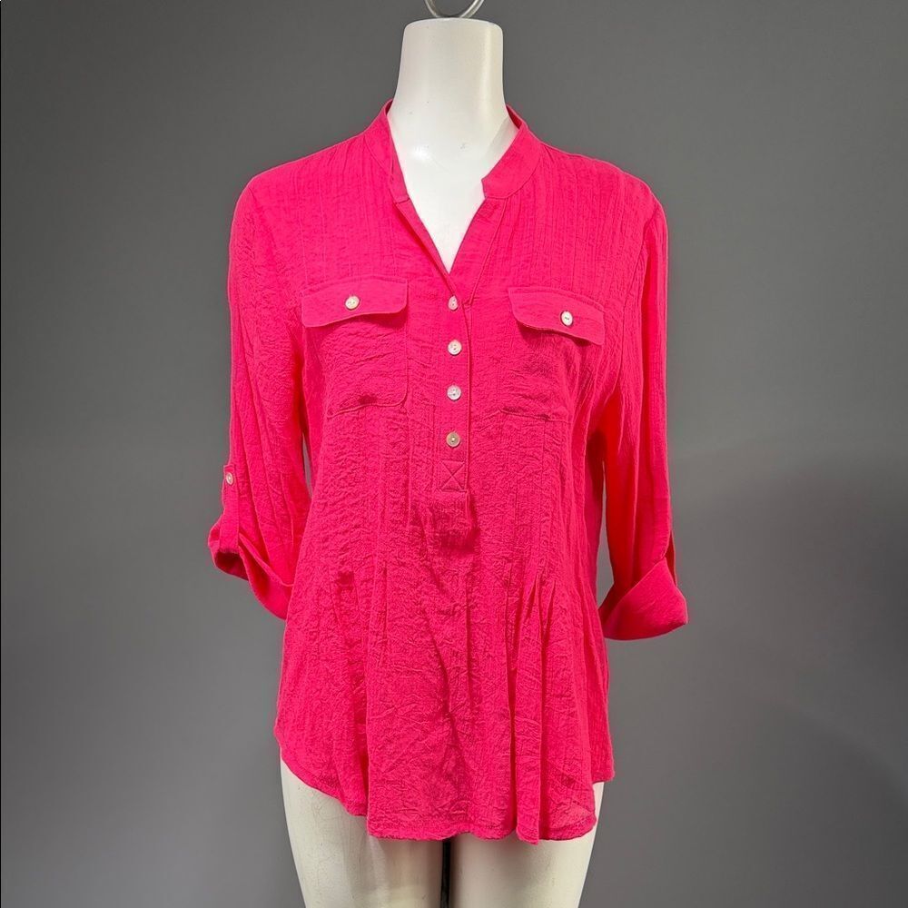 Ruby Rd. Vibrant Pink Textured Blouse (rack6)